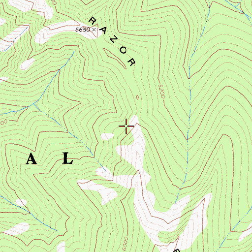 Topographic Map of Razor Ridge, CA