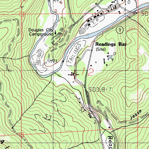 Topographic Map of Readings Bar, CA