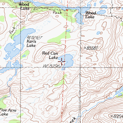 Topographic Map of Red Can Lake, CA