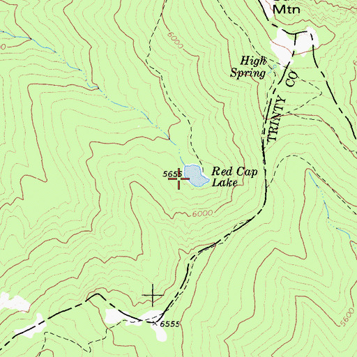 Topographic Map of Red Cap Lake, CA