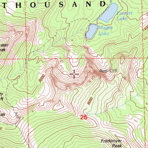 Topographic Map of Red Cliff, CA