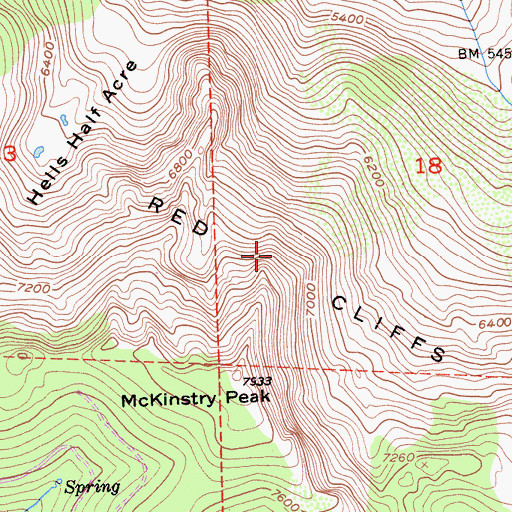 Topographic Map of Red Cliffs, CA
