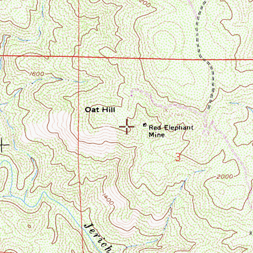 Topographic Map of Red Elephant Mine, CA