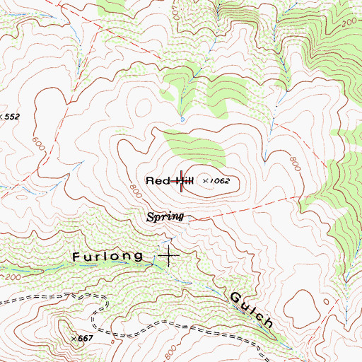 Topographic Map of Red Hill, CA