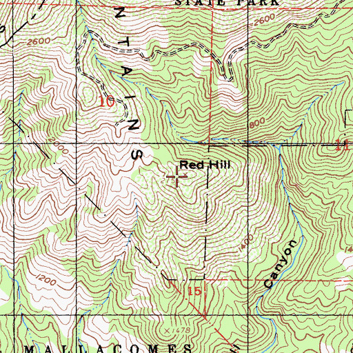 Topographic Map of Red Hill, CA