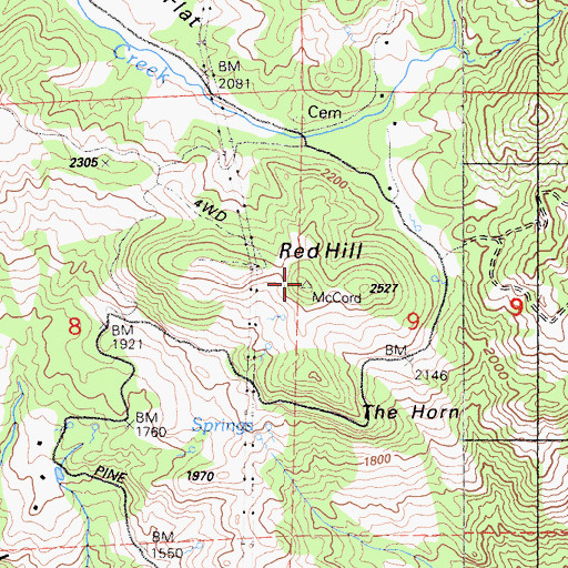 Topographic Map of Red Hill, CA