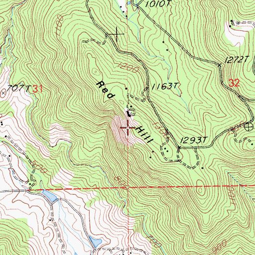 Topographic Map of Red Hill, CA
