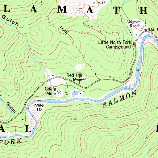 Topographic Map of Red Hill Mine, CA