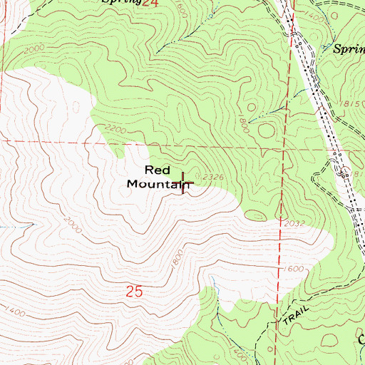Topographic Map of Red Mountain, CA
