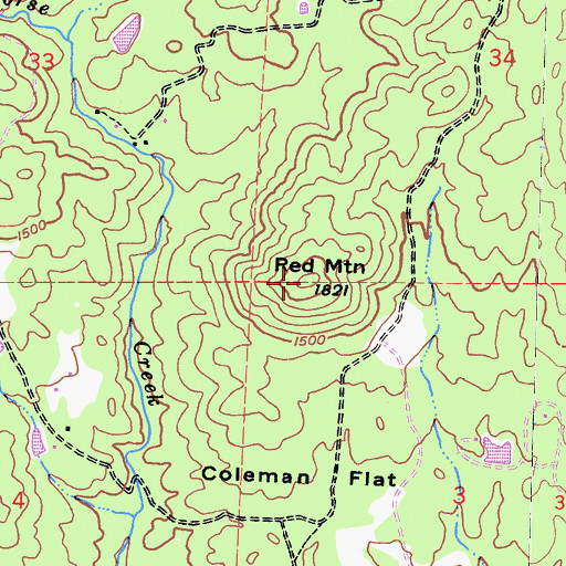 Topographic Map of Red Mountain, CA