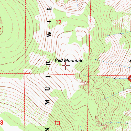Topographic Map of Red Mountain, CA