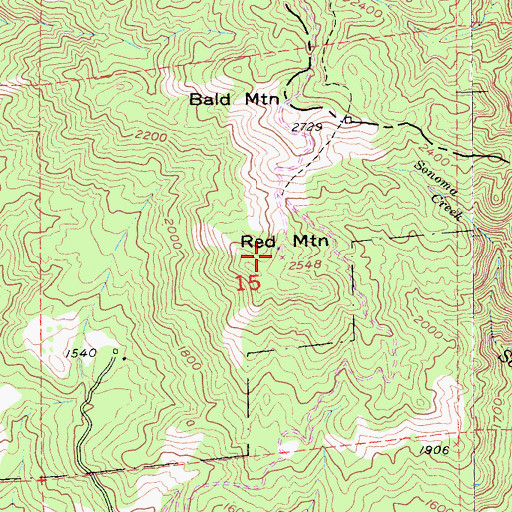 Topographic Map of Red Mountain, CA