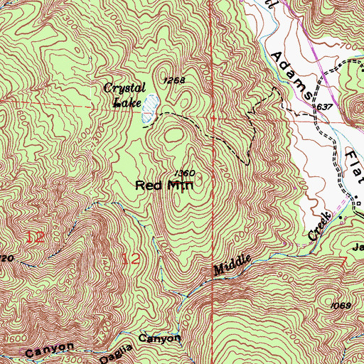 Topographic Map of Red Mountain, CA