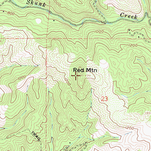 Topographic Map of Red Mountain, CA