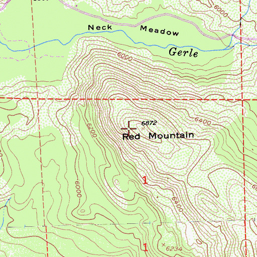 Topographic Map of Red Mountain, CA