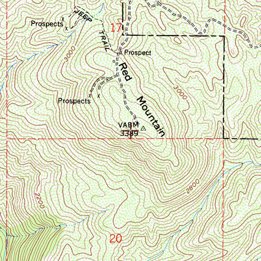 Topographic Map of Red Mountain, CA