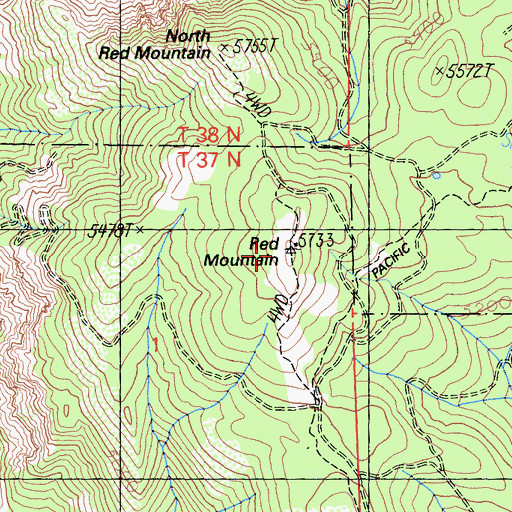 Topographic Map of Red Mountain, CA