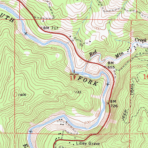 Topographic Map of Red Mountain Creek, CA
