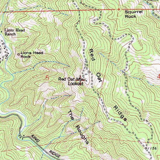Topographic Map of Red Oat Mountain Lookout, CA