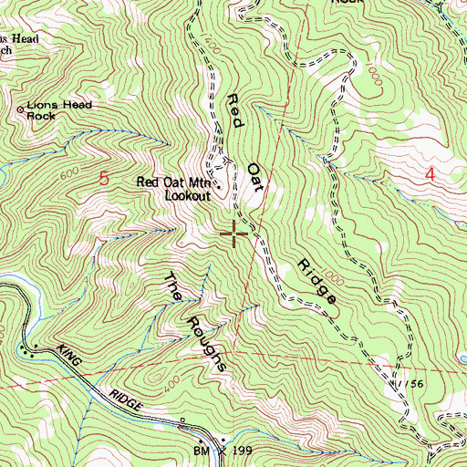 Topographic Map of Red Oat Ridge, CA
