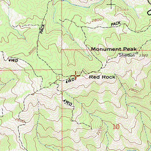 Topographic Map of Red Rock, CA