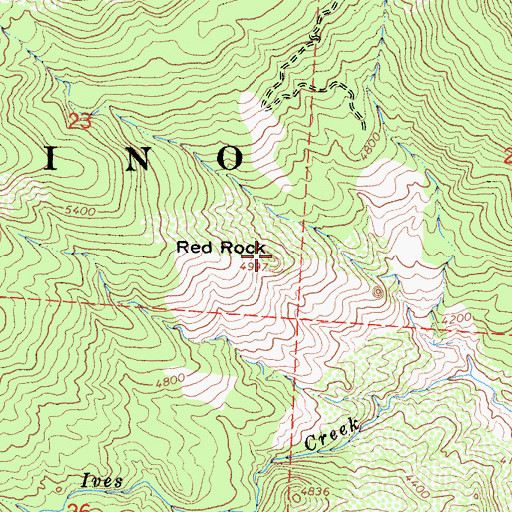 Topographic Map of Red Rock, CA