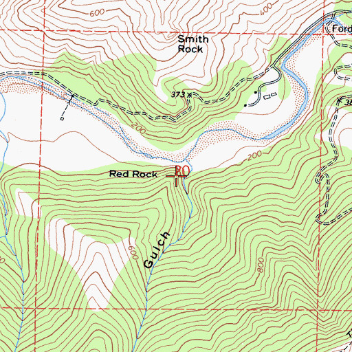 Topographic Map of Red Rock Gulch, CA