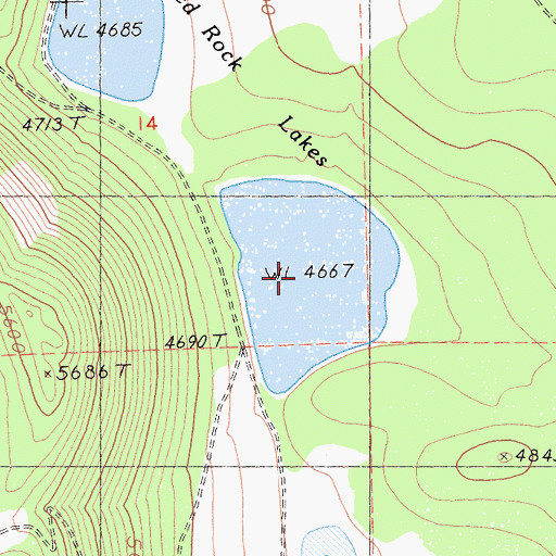 Topographic Map of Red Rock Lakes, CA
