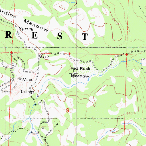 Topographic Map of Red Rock Meadow, CA