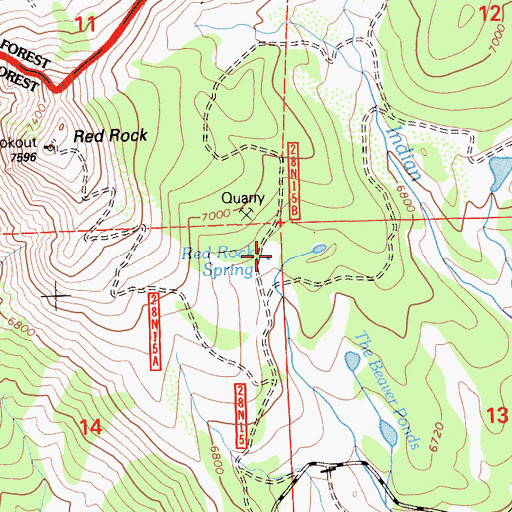 Topographic Map of Red Rock Spring, CA