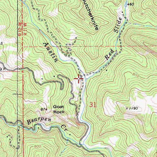 Topographic Map of Red Slide Creek, CA