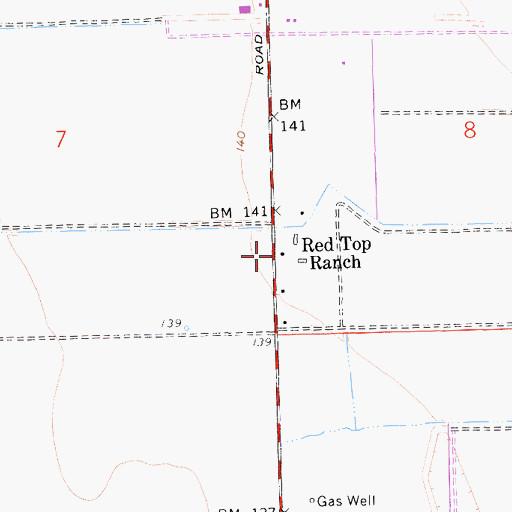 Topographic Map of Red Top Ranch, CA