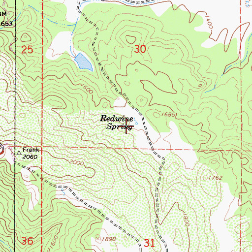 Topographic Map of Redwine Spring, CA