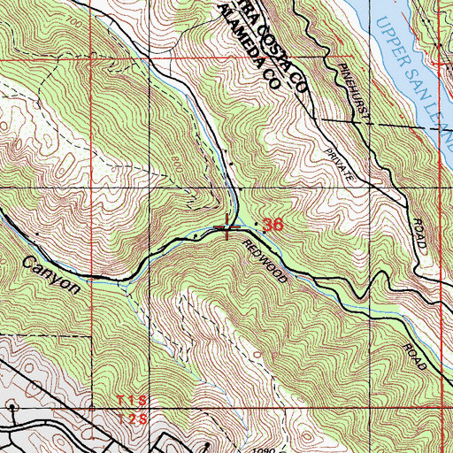 Topographic Map of Redwood Canyon, CA