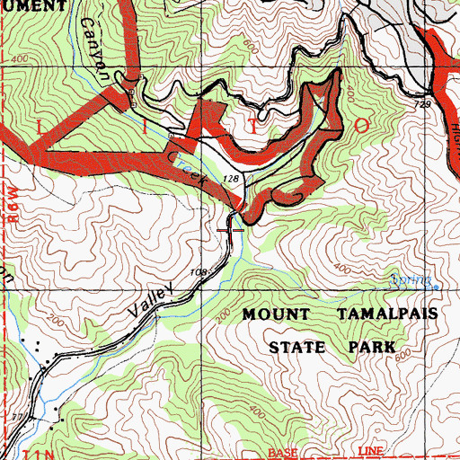 Topographic Map of Redwood Canyon, CA