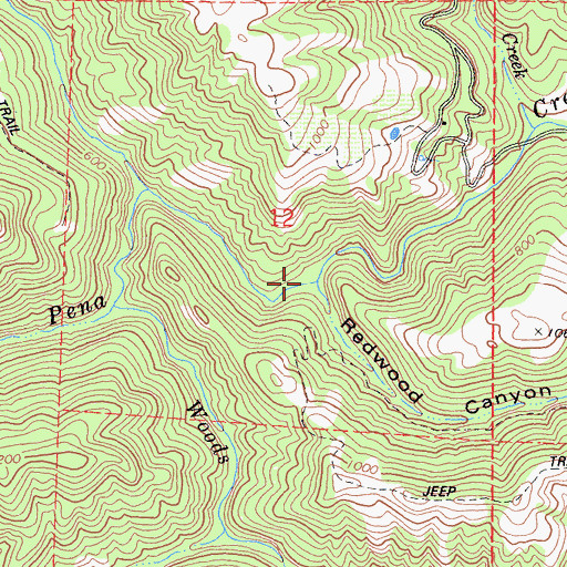 Topographic Map of Redwood Canyon, CA