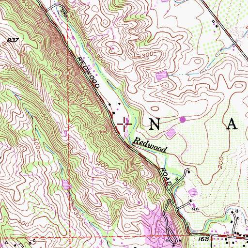 Topographic Map of Redwood Canyon, CA
