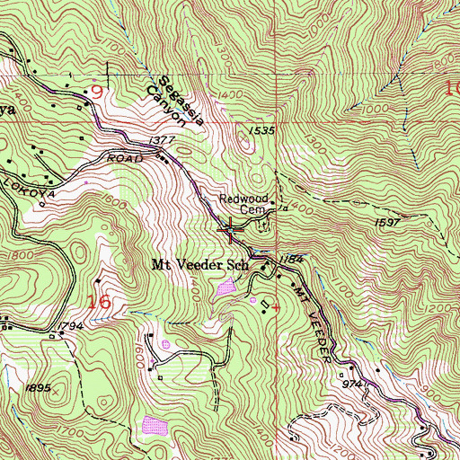 Topographic Map of Napa Redwoods Cemetery, CA