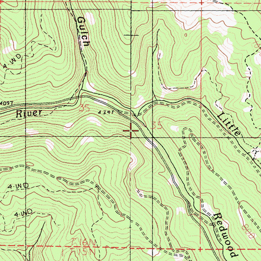 Topographic Map of Redwood Creek, CA