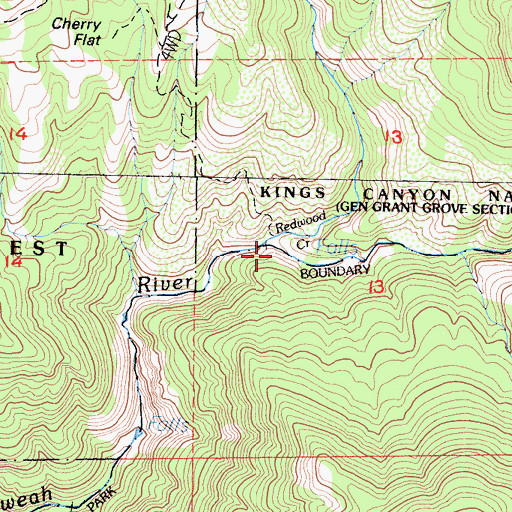 Topographic Map of Redwood Creek, CA