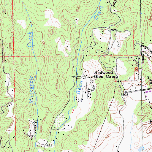 Topographic Map of Redwood Glen Camp, CA