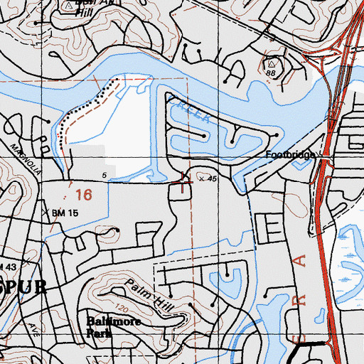 Topographic Map of Redwood High School, CA