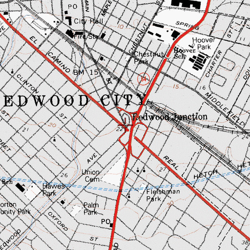 Topographic Map of Redwood Junction, CA