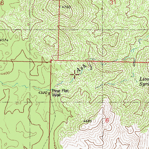 Topographic Map of Pine Flat Spring, AZ