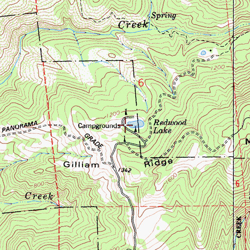 Topographic Map of Redwood Lake, CA