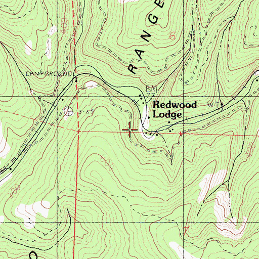 Topographic Map of Redwood Lodge, CA