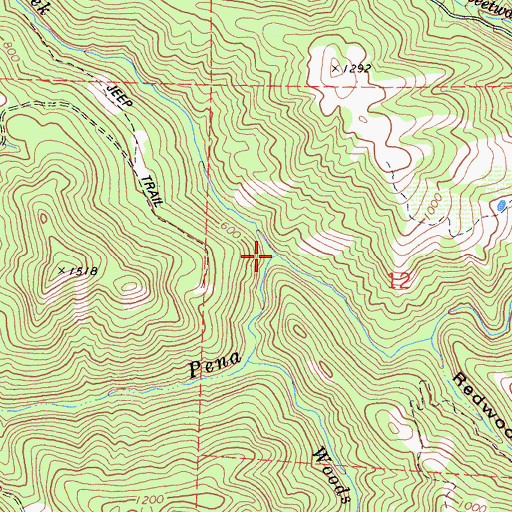 Topographic Map of Redwood Log Creek, CA