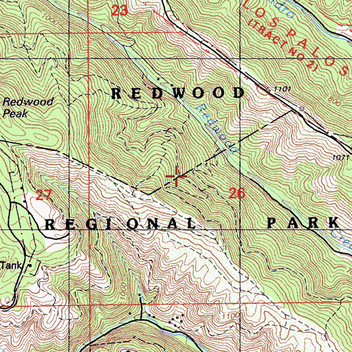Topographic Map of Redwood Regional Park, CA