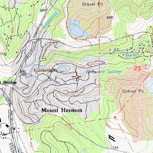 Topographic Map of Redwood Springs, CA