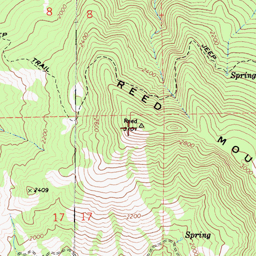 Topographic Map of Reed Mountain, CA